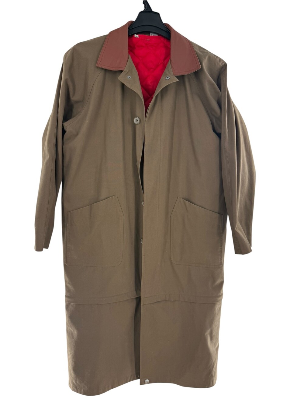 Marlboro Country Store Mens Coat Olive Khaki Red Quilted Liner Snap Button M